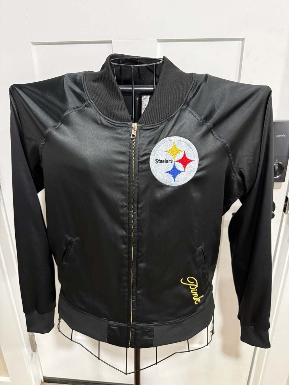 Victorias Secret Pink Pittsburgh Steelers Varsity Bomber Jacket